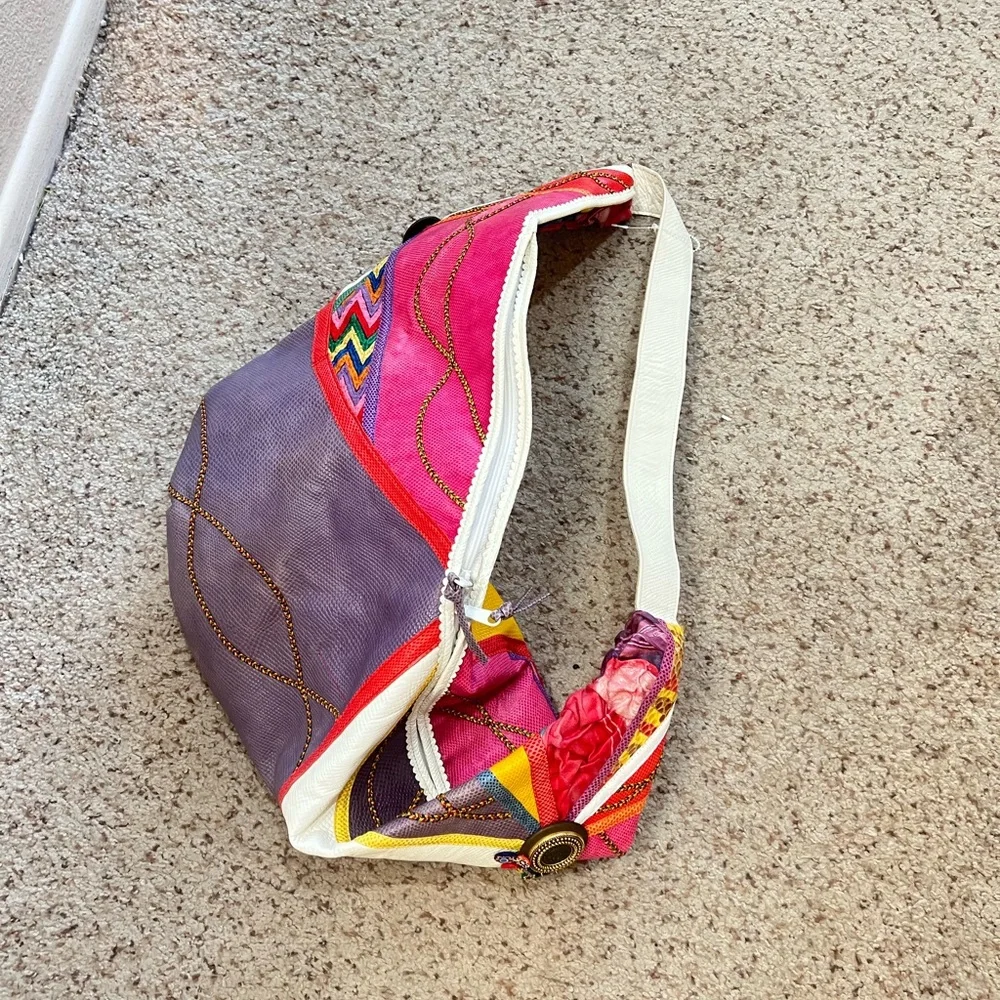 Colorful Patchwork Extra Large‎ Shoulder Sling Leather Bag Artistry boho unisex